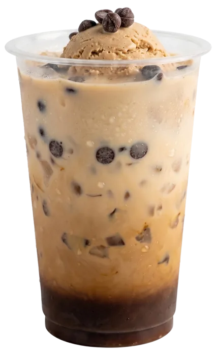 Iced Coffee Caramel mit Eiskugel im Becher